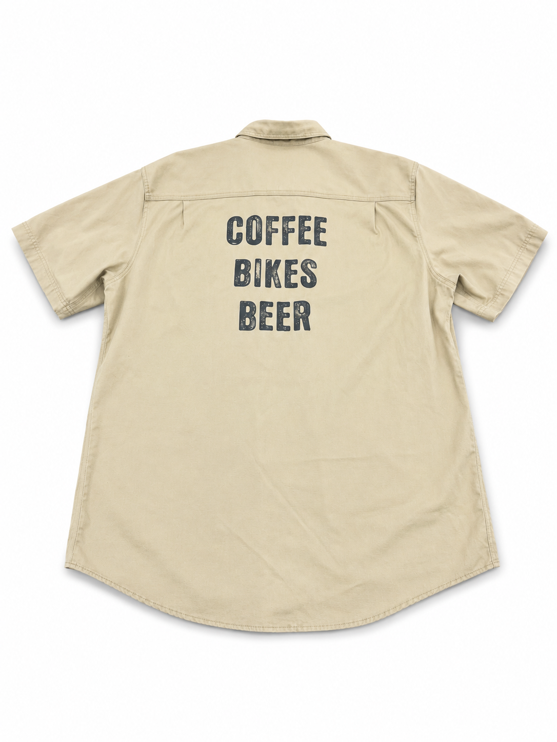 Carhartt Embroidered Work Shirt Beige – Coffee Bikes Beer – XXL