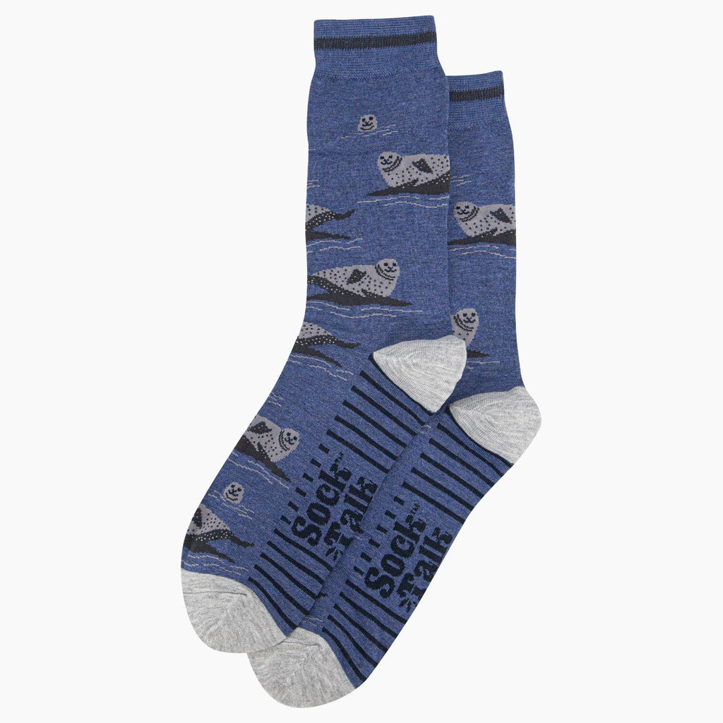 Sunbathing Seals Bamboo Socks in Blue