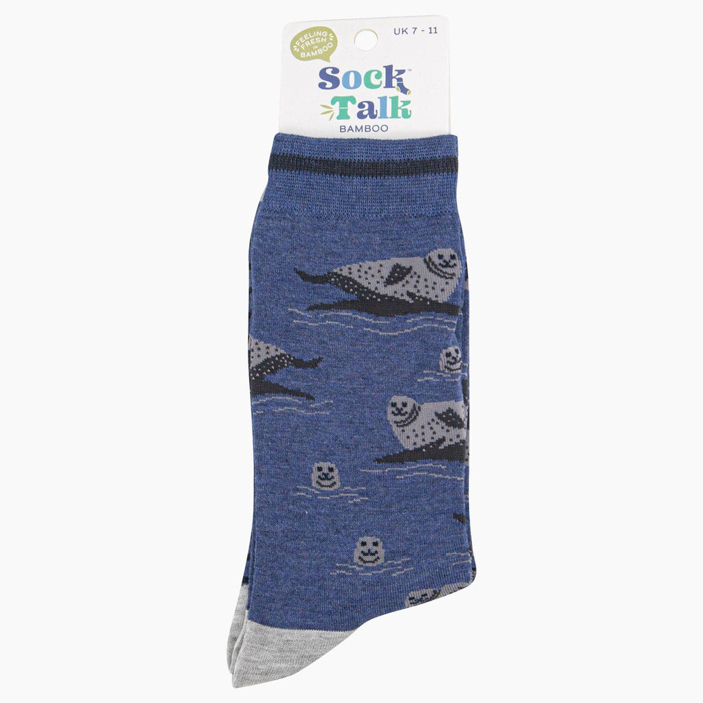 Sunbathing Seals Bamboo Socks in Blue