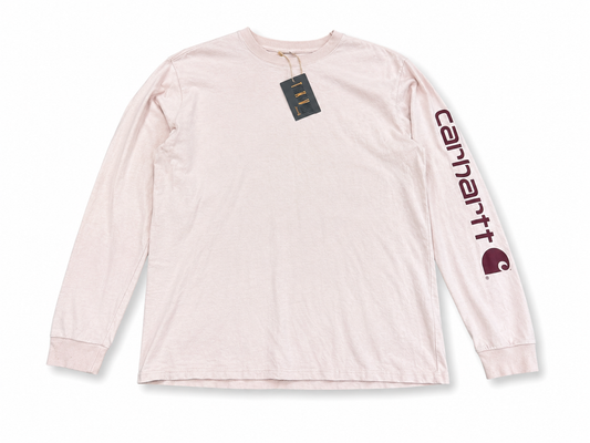 Carhartt Long Sleeve Logo Sleeve T-Shirt - Light Pink - Small