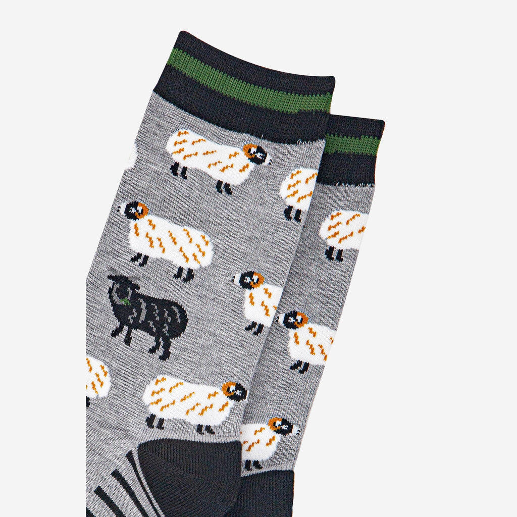 Men's Bamboo Socks - Grey Marl/Green, Black Sheep