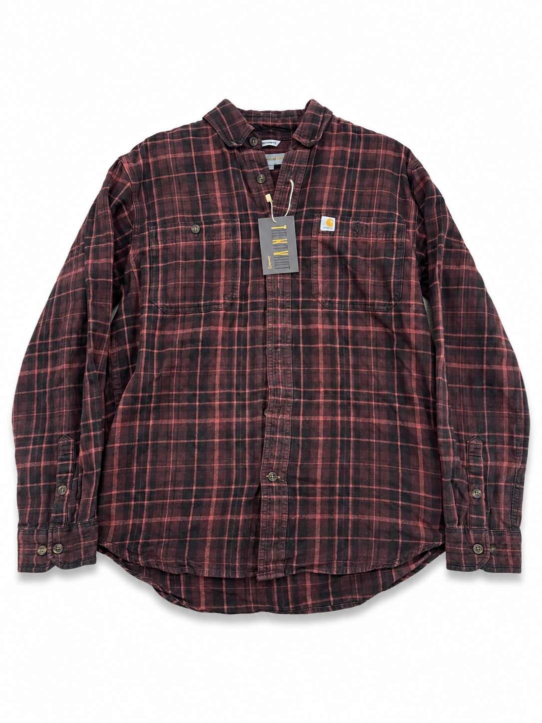 Carhartt Heavy Flannel Shirt – Burgundy / Black Check – Medium