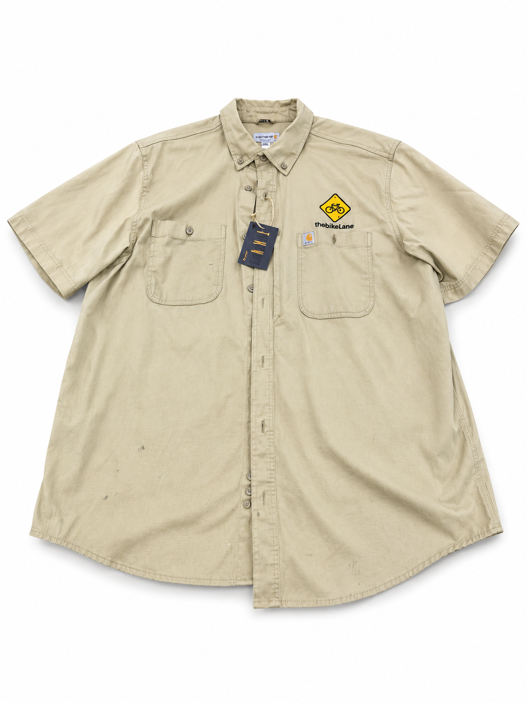 Carhartt Embroidered Work Shirt Beige – Coffee Bikes Beer – XXL