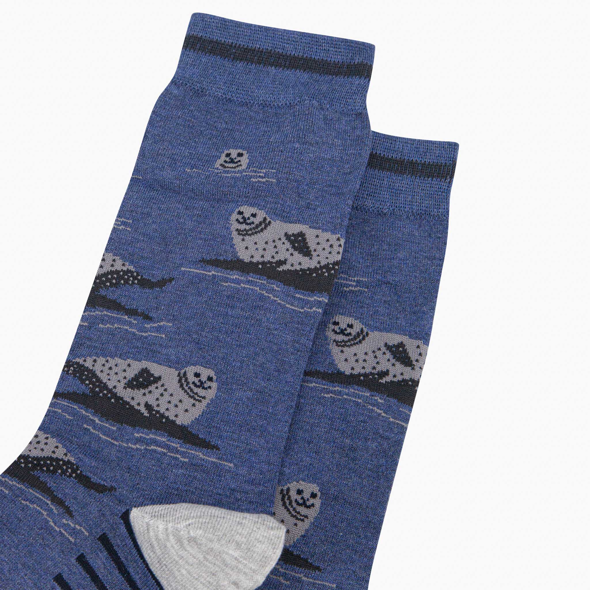 Sunbathing Seals Bamboo Socks in Blue