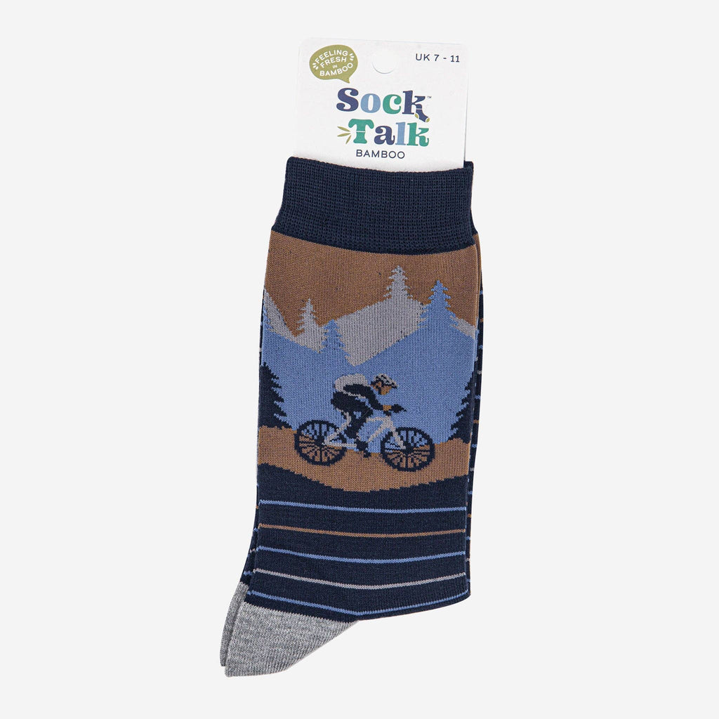 Men's Bamboo Socks - Navy Blue/Denim Blue, Mountain Bike Scene