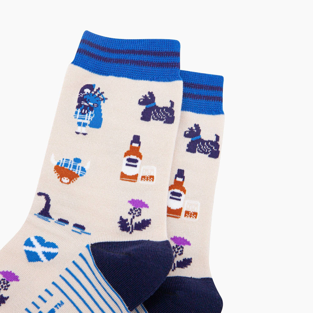 Scotland Landmarks Bamboo Socks in Cream