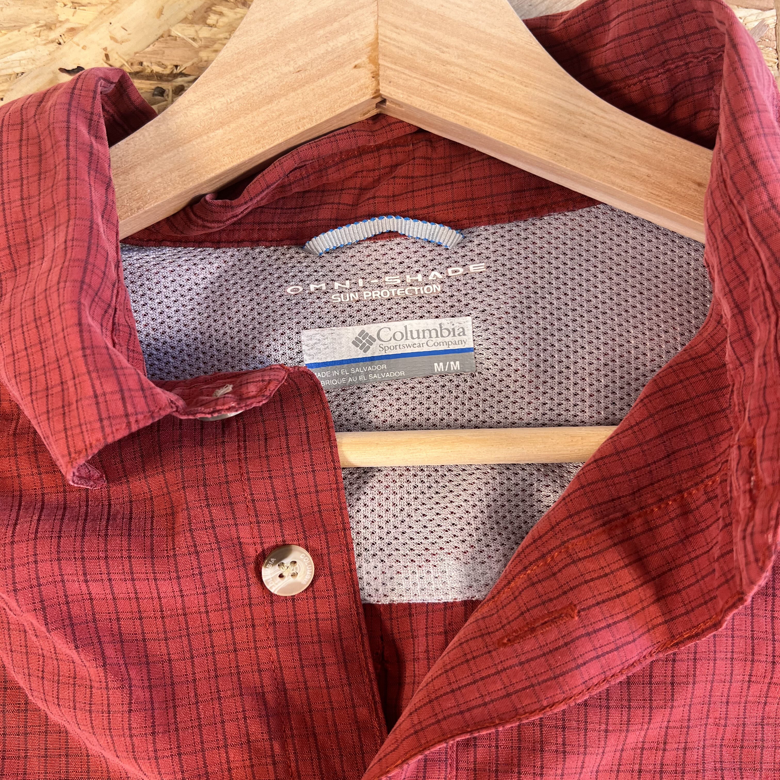 Mens Red Columbia Omni-shade Shirt M