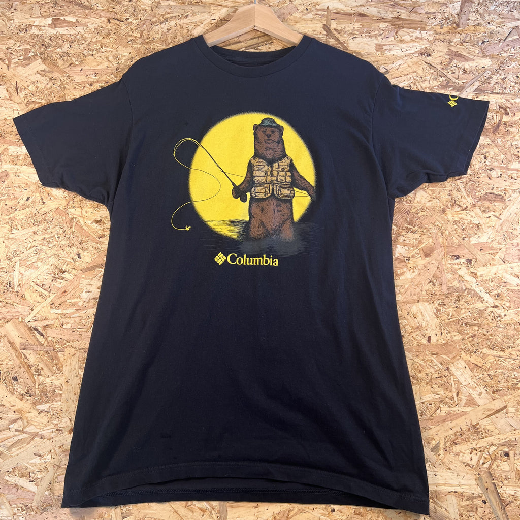 Mens Columbia Bear Fishing Graphic Tee L