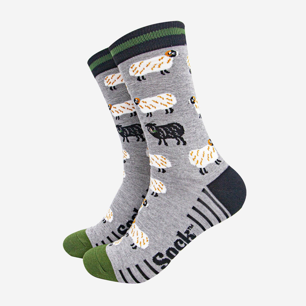 Men's Bamboo Socks - Grey Marl/Green, Black Sheep