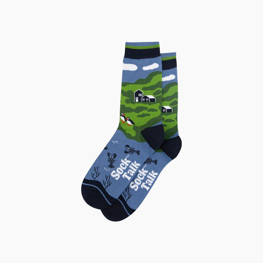 Puffins & Lobsters Bamboo Socks in Green