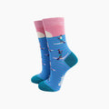 Sunset Paddle Boarding Bamboo Socks in Blue/Pink
