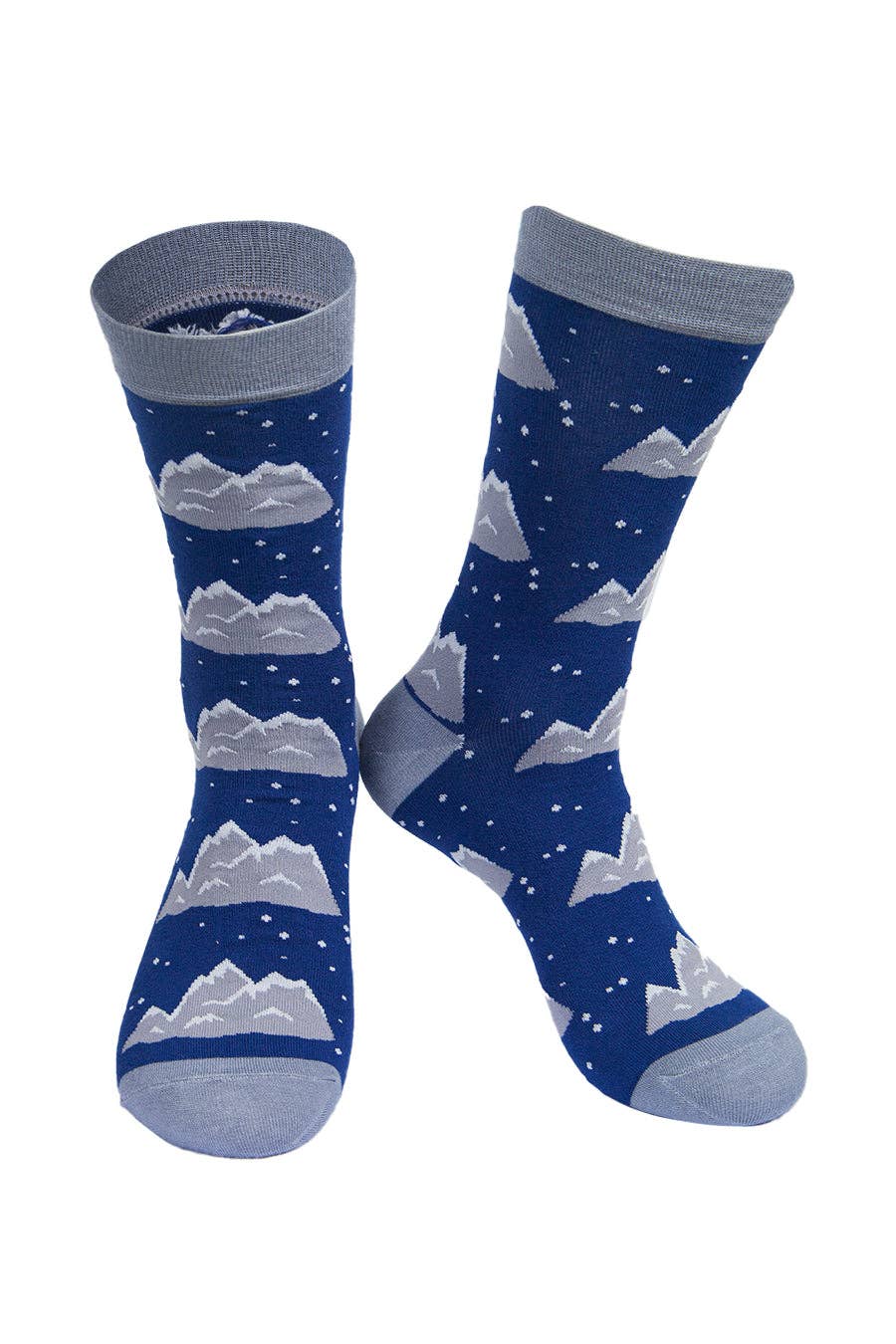 Men's Bamboo Socks - Blue, Snowy Mountains