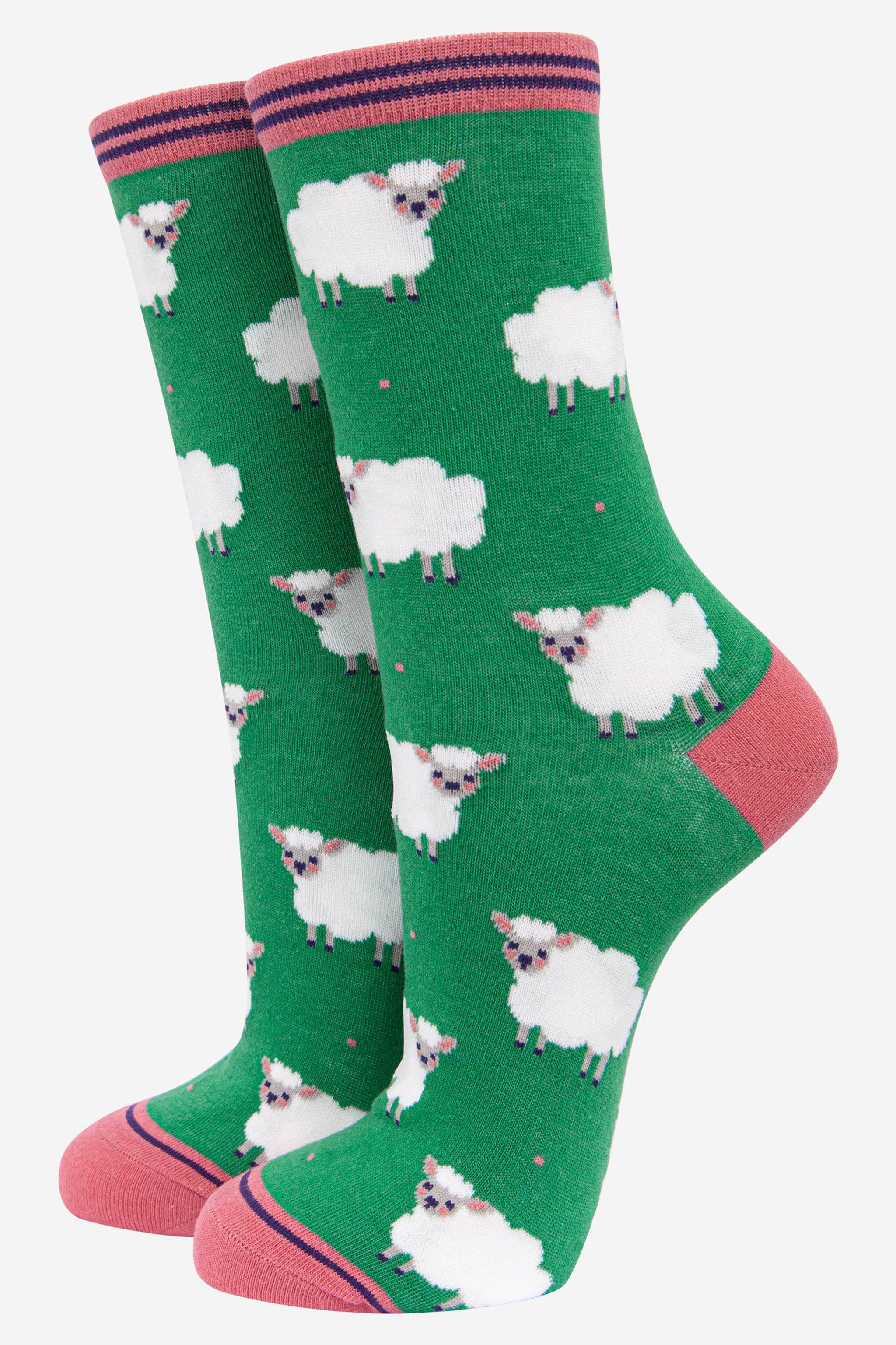 Women's Bamboo Socks - Green, Lamb