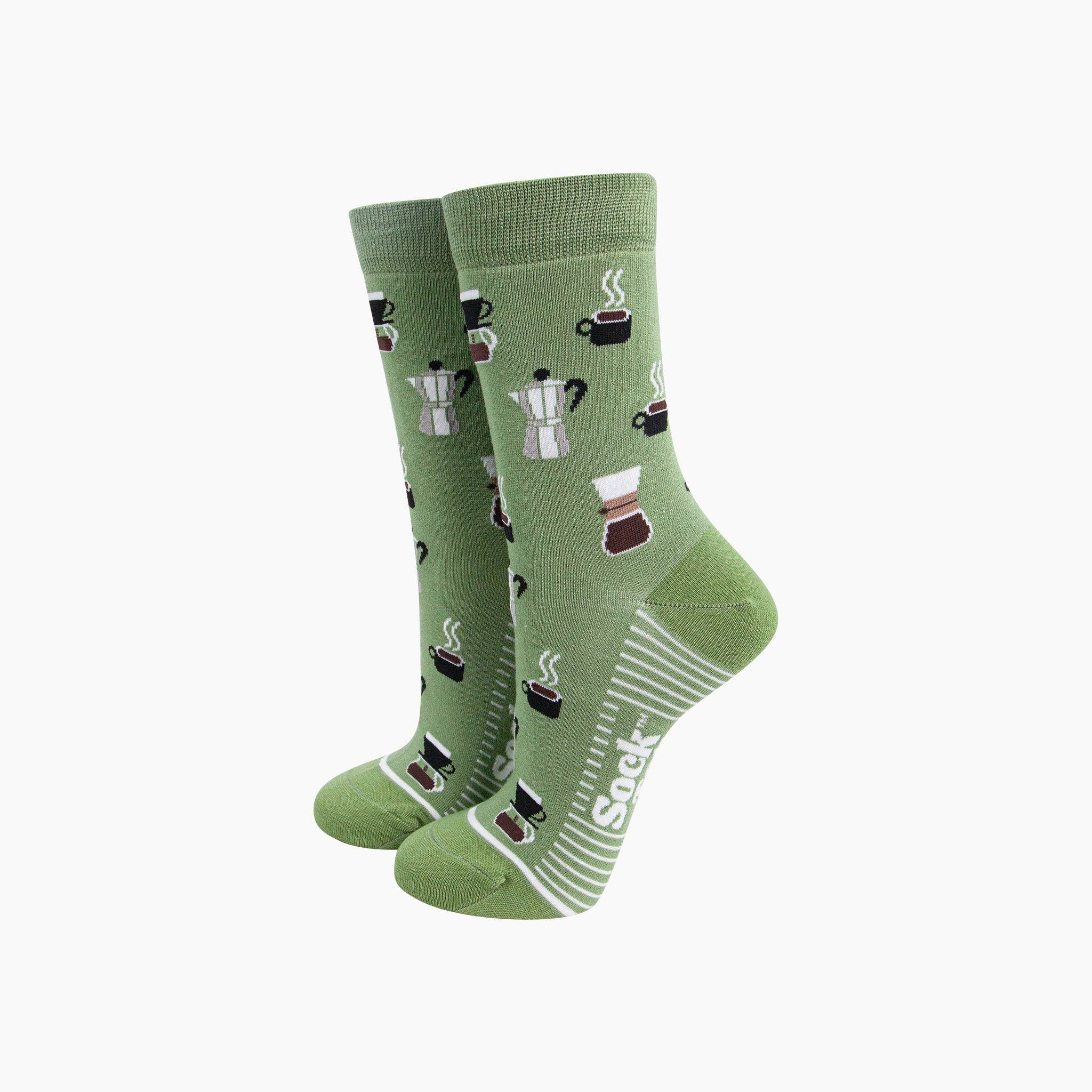 Coffee Lovers Bamboo Socks in Green